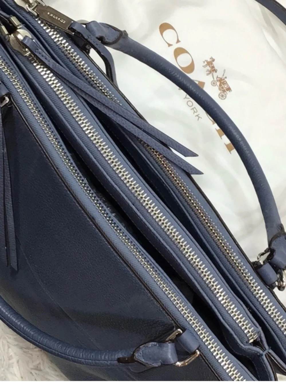Coach Borough slate blue pebbled leather 28160